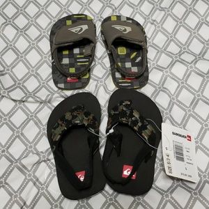2 Pairs of Quicksilver flip flops